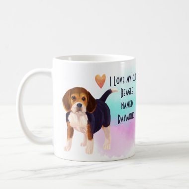 I Love My BEAGLE Add Name Custom Cartoon Dog Coffee Mug