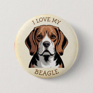 I Love my Beagle Button