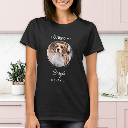 I Love My Beagle Custom Cute Pet Dog Photo T_Shirt