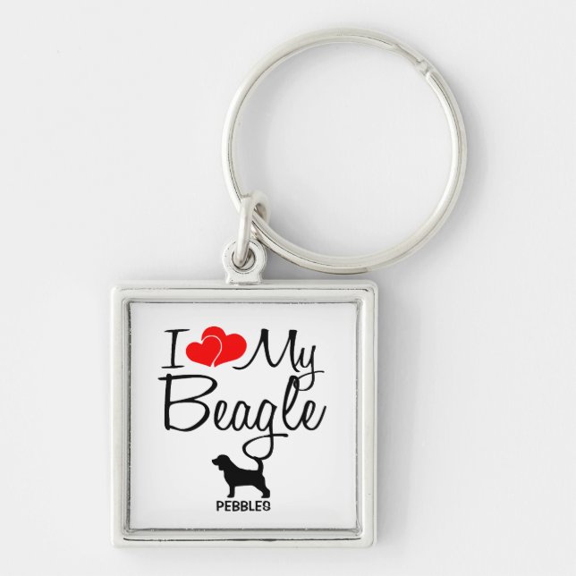 I Love My Beagle Custom Keychain (Front)