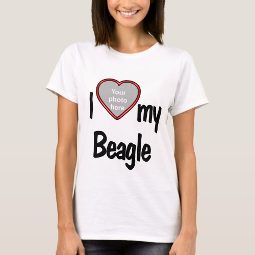 I Love My Beagle Cute Red Heart Photo Frame T_Shirt