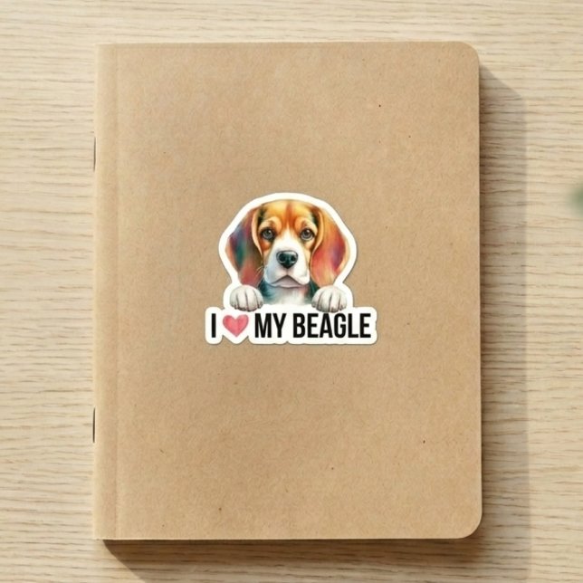 I love My Beagle Dog Bone Sticker (I love my beagle on journal)