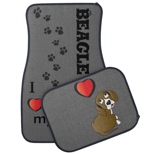I Love my Beagle Dog Car Mat (Set)