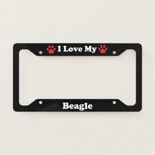 I Love My Beagle Dog License Plate Frame