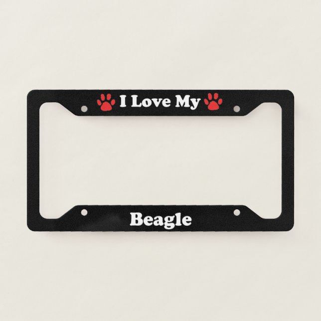 I Love My Beagle Dog License Plate Frame (Front)