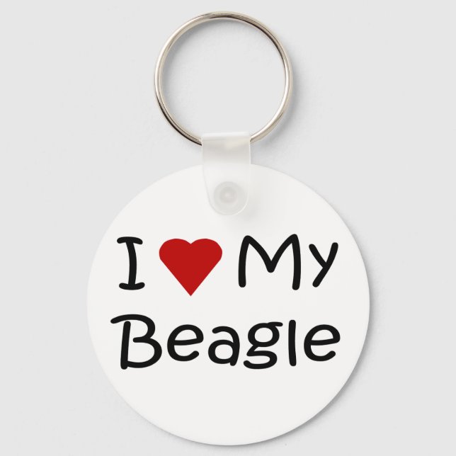 I Love My Beagle Dog Lover Gifts and Apparel Keychain (Front)
