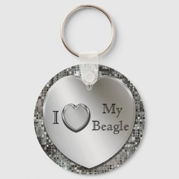 I Love My Beagle Heart Keychain by MetalShop at Zazzle