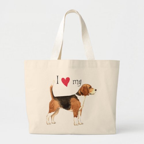 I Love my Beagle Large Tote Bag