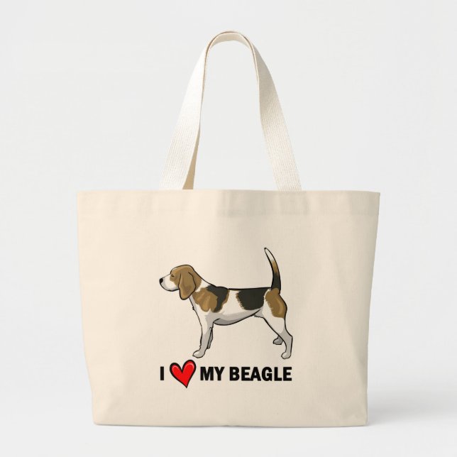 I Love My Beagle Large Tote Bag (Front)