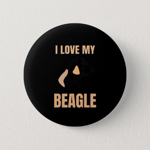 I Love My Beagle Line Art Aestetic Dog Lovers  Button