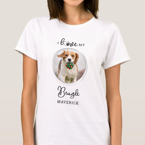 I Love My Beagle Personalized Pet Dog Photo T_Shirt