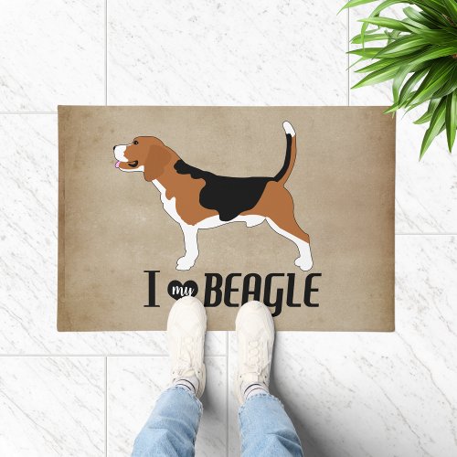 I Love my Beagle Rustic   Doormat