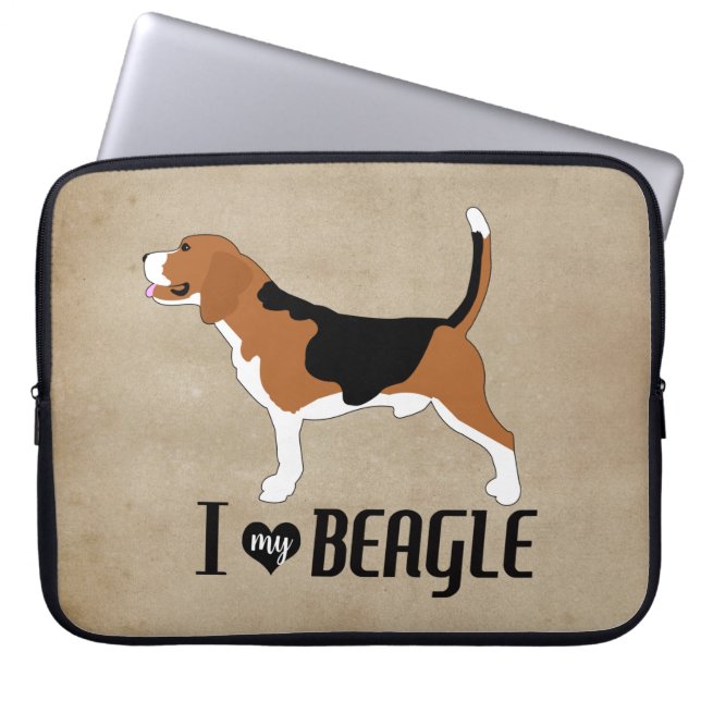 I Love my Beagle Rustic    Laptop Sleeve (Front)