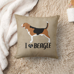 I Love my Beagle Rustic Throw Pillow