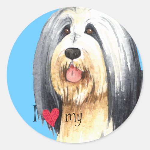 I Love my Bearded Collie Classic Round Sticker