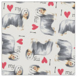 I Love my Bearded Collie Fabric