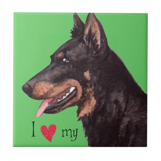 I Love my Beauceron Ceramic Tile (Front)