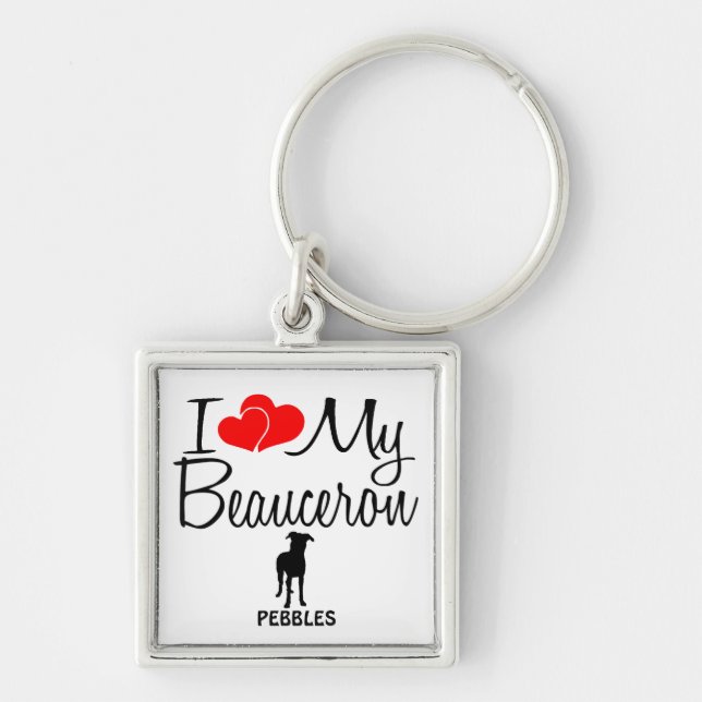 I Love My Beauceron Dog Keychain (Front)