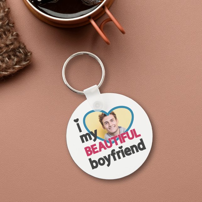 I love my beautiful boyfriend custom photo keychain (Creator Uploaded)