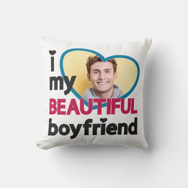 I love my beautiful girlfriend photo heart  throw pillow (Front)