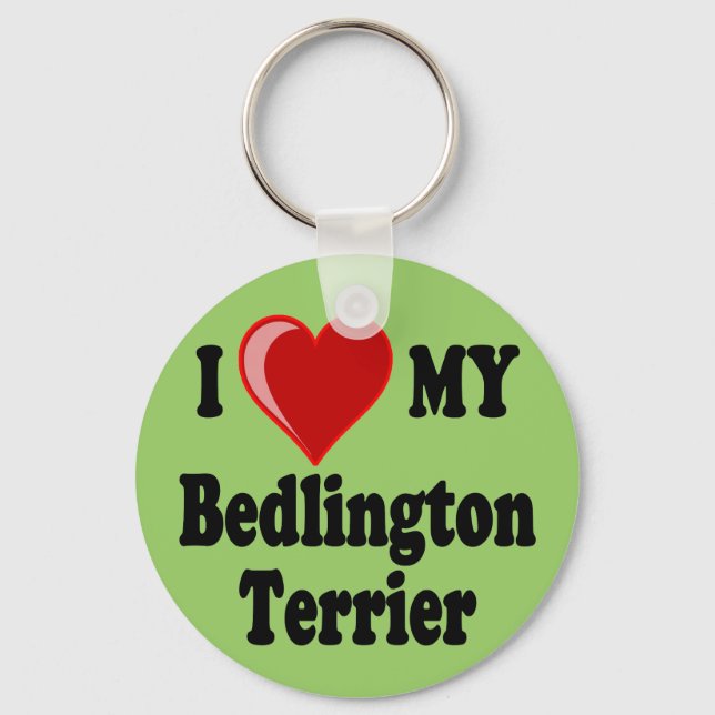 I Love My Bedlington Terrier Dog Keychain (Front)