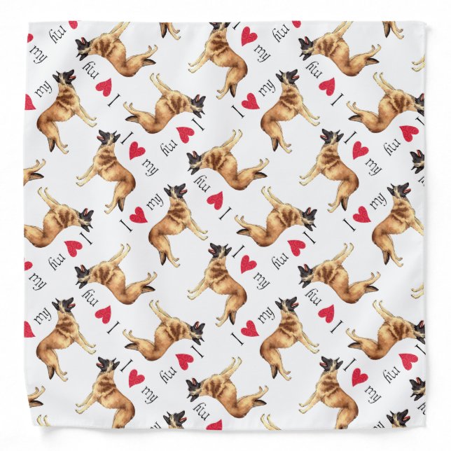 I Love my Belgian Malinois Bandana (Front)