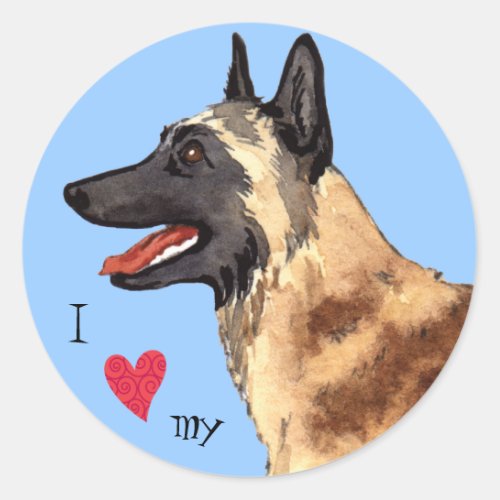 I Love my Belgian Malinois Classic Round Sticker