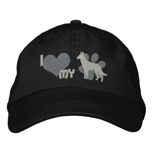 I Love my Belgian Malinois Embroidered Hat Gray