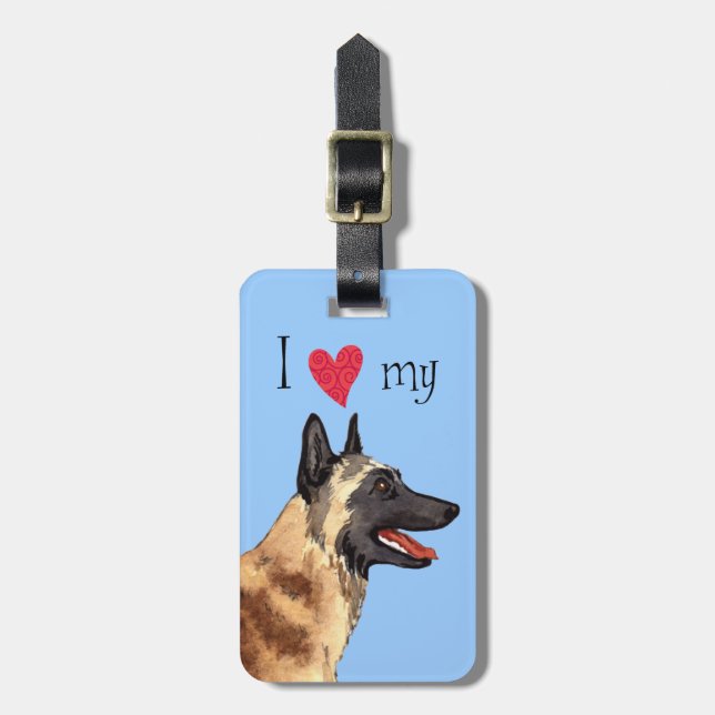 I Love my Belgian Malinois Luggage Tag (Front Vertical)