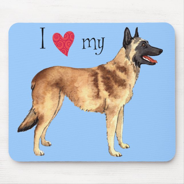 I Love my Belgian Malinois Mouse Pad (Front)