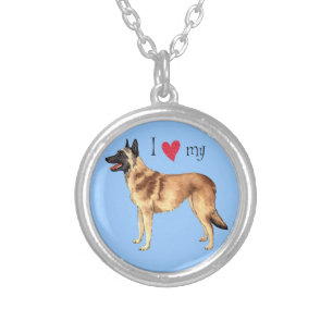 I Love my Belgian Malinois Silver Plated Necklace