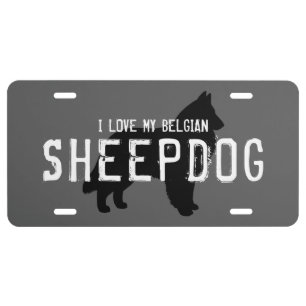 I Love My Belgian Sheepdog Custom License Plate
