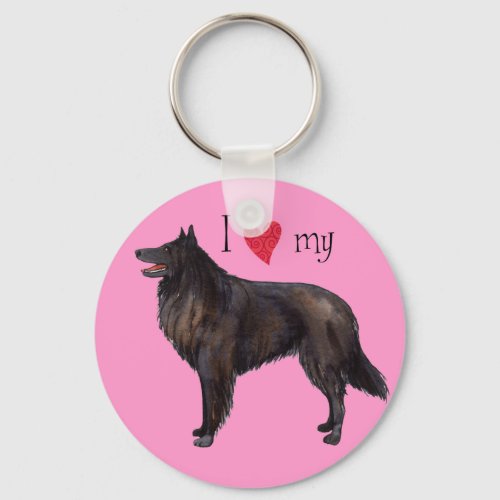 I Love my Belgian Sheepdog Keychain