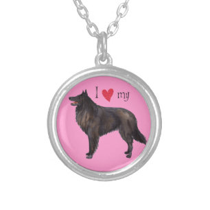 I Love my Belgian Sheepdog Silver Plated Necklace