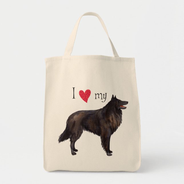I Love my Belgian Sheepdog Tote Bag (Front)