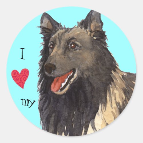 I Love my Belgian Tervuren Classic Round Sticker