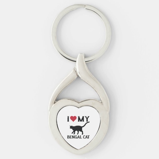 I Love My Bengal Cat Keychain (Front)