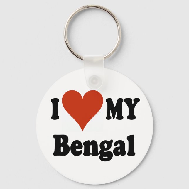 I Love My Bengal Cat Merchandise Keychain (Front)