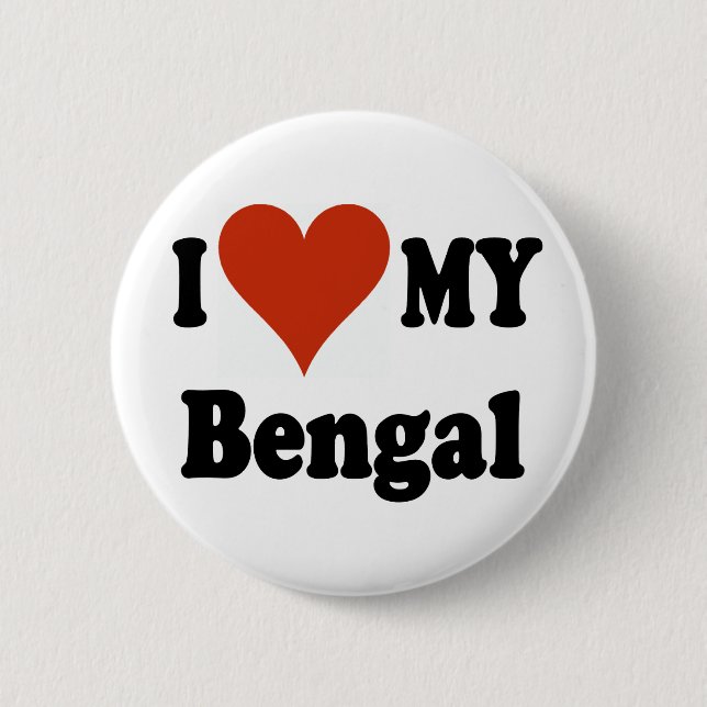 I Love My Bengal Cat Merchandise Pinback Button (Front)
