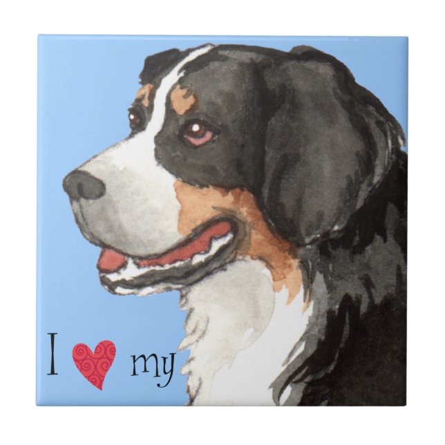 I Love my Bernese Mountain Dog Ceramic Tile (Front)