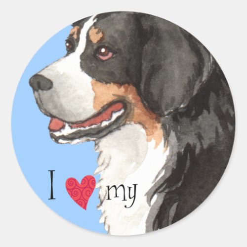 I Love my Bernese Mountain Dog Classic Round Sticker