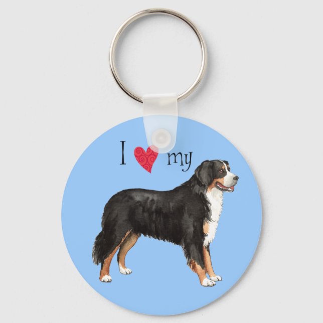 I Love my Bernese Mountain Dog Keychain (Front)