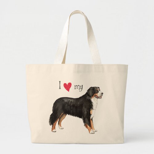 I Love my Bernese Mountain Dog Large Tote Bag