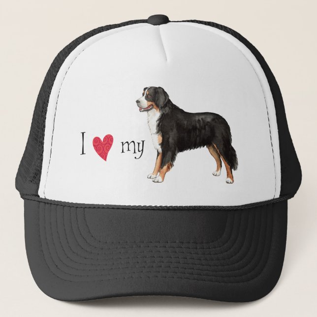 I Love my Bernese Mountain Dog Trucker Hat (Front)