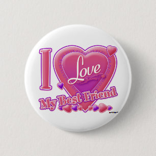 I Love My Best Friend pink/purple - hearts Pinback Button