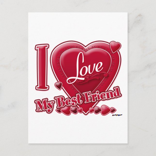 I Love My Best Friend red - heart Postcard (Front)