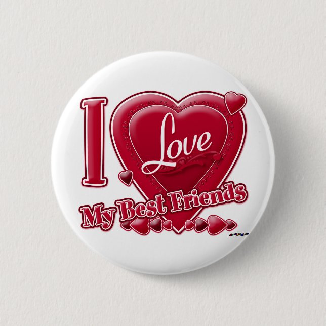 I Love My Best Friends red - heart Pinback Button (Front)
