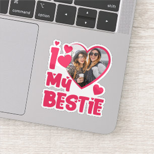 I Love My Bestie Custom Photo Heart-Shaped Design Sticker