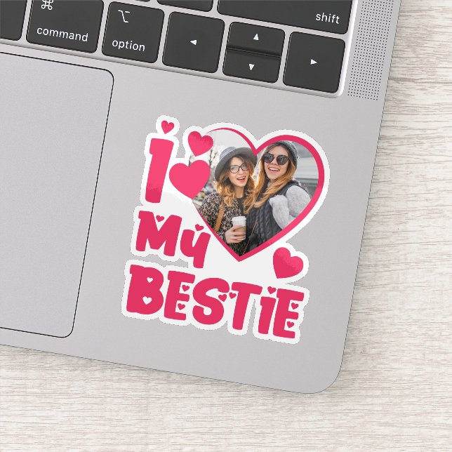 I Love My Bestie Custom Photo Heart-Shaped Design Sticker (Detail)
