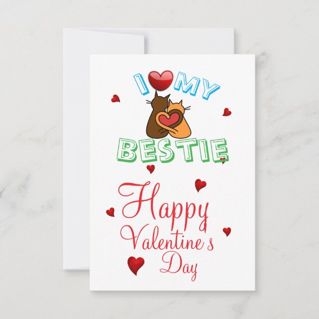 I Love My Bestie Heart Card (Front)